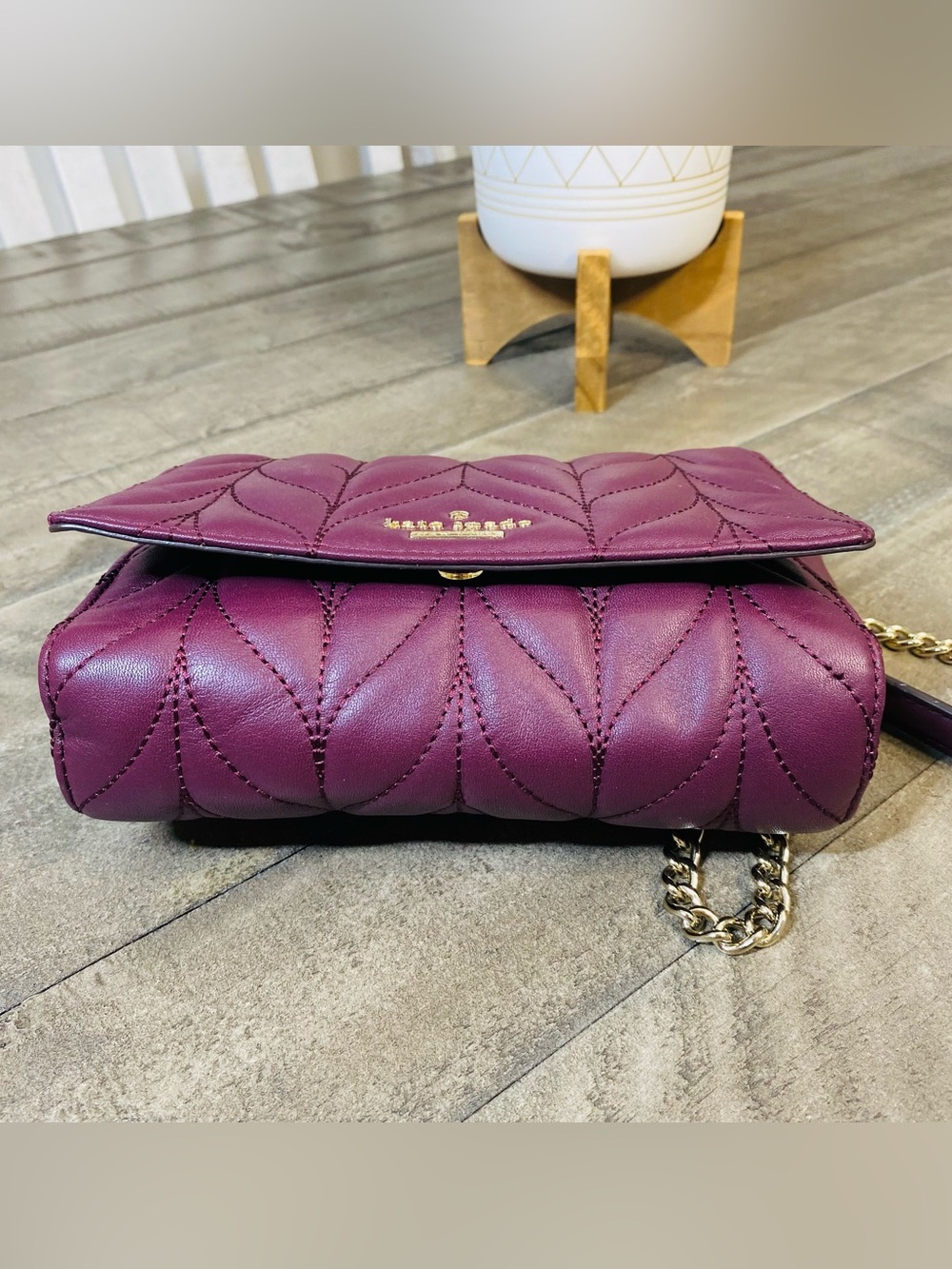 Kate Spade Briar Lane Mini Emelyn Quilted Crossbody Deep Plum Bag - Picture 4 of 7